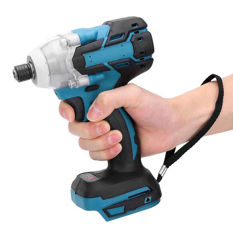 Hand holding a High Performance 21V Brushless Impact Wrench With Cordless Lithium Battery Delivers 520Nm Torque Power, portable and lightweight.