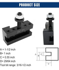 Product dimensions of Four Piece Quick Change Tool Post 250-101 Turning Holder For Lathe, detailed diagram and specifications shown.