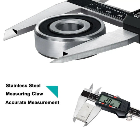 12 Inch Digital Caliper With Stainless Steel Body Large LCD Screen Auto Off Three Unit Readouts Inch Millimeter Fraction Conversion Vernier Caliper For DIY Pros In Metalworking Automotive And Jewelry Making close-up measuring steel bearing