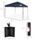 10x10 Foot Pop Up Canopy Tent With Grab-And-Go Quick One Person Setup In Under A Minute, Instant Shade At The Park Or Beach, Includes Carry Case And Four Weight Bags, Navy Blue