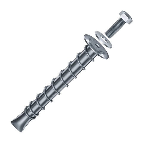 Zinc Plated Asphalt Anchor SP10-38 Five Eighths Inch By Six Inch With 1 Inch Hex Bolt And Washer, 1500 Lb Pull Rating, 6 Pack
