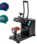Zero Hassle 6X3.75 Inch Curved Hat Heat Press Clamshell Design Nonstick Aluminum Plate Digital Lcd Timer with green and blue caps