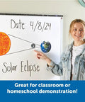 Giant Magnetic Solar System Kit For Classrooms And Home Use, Kid Friendly 12 Piece Earth Moon Sun Model With Solar Eclipse Diagram