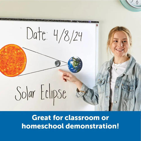 Giant Magnetic Solar System Kit For Classrooms And Home Use, Kid Friendly 12 Piece Earth Moon Sun Model With Solar Eclipse Diagram