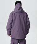 Rear view of men's baggy snow suit with insulated ski jacket and pants set waterproof windproof breathable snowboarding gear