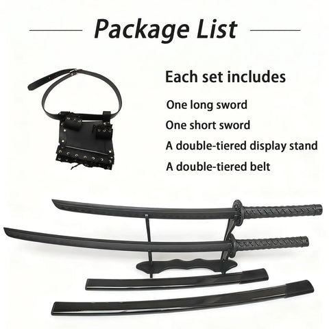 Black Polypropylene Training Katana Sword With Sheath Belt And Stand One Piece Blade For Safe Practice Like A Boss Realistic Feel