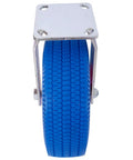 No More Flat Tire Headaches Hey Heavy Duty 10 Inch Flat Free Caster Set blue rubber wheel with steel hub for smooth gliding.