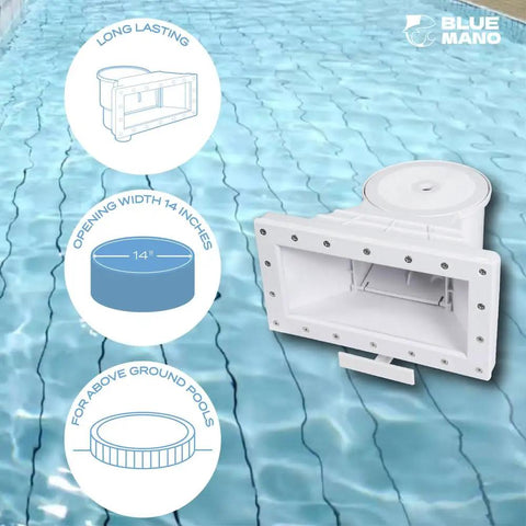 Wide Mouth Above Ground Pool Skimmer Kit Replacement For SP1091WM Dyna Skim 45 430 32192 with 14 inch opening