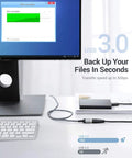 2 Pack USB 3.0 Extension Cables Type A Male To Female, 6.6 Feet Each, Braided Nylon, connected to computer for fast data transfer