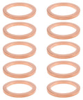 10-Piece Copper Oil Drain Washer Set 12x15.5x1.5mm For Leak-Free Seals N0138128 N0138122 arranged vertically