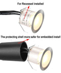 Dope 10 Pack Recessed LED Deck Light Kits With Protective Shell 32mm Warm White IP67 Waterproof 12V displayed in installation stages