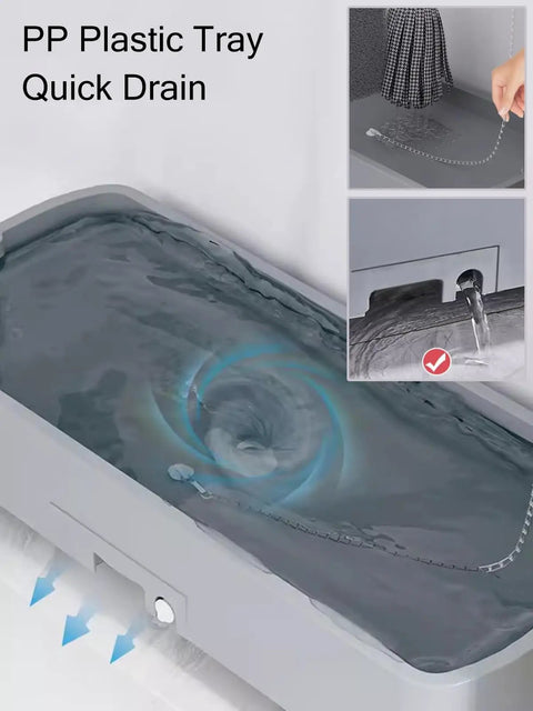 Must-Have All In One Cleaning Tool Cart and Organizer PP plastic tray quick drainage feature shown with chain and water flow