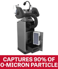 Metal Dust Collector Stand For Workshop, 472 CFM, 115V Single Phase, Fire Safe Aluminum Fan Blade and Housing, filter visible
