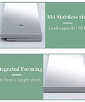 304 Stainless Steel Wall Mounted Shelf with 2 Brackets and Fold Down Table, 80 kg load capacity, integrated forming