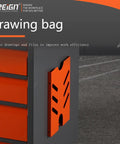 Heavy Duty Mobile Tool Cart Storage Organizer with orange file holder for CNC tools, featuring black drawers and a gray frame.