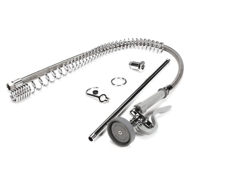 B 0133 LB Pre Rinse Spring Action With Riser Hose And Spray Valve For Busy Commercial Kitchens And Food Service Stations Durable OEM Replacement Part For Reliable Performance And Easy Installation, chrome hose and spray valve