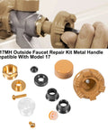 RK-17MH Outside Faucet Repair Kit With Metal Handle Replacement Parts For Woodford Model 17 shown with components and installation