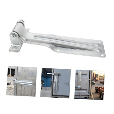 Beefy Heavy Duty Cargo Truck Door Hinge For Utility Trailers And Dump Trucks With Anticorrosion Iron Build Easy Install High Strength Rugged Rear Door Hinge For Box Trucks RVs Trailers And Fleet Maintenance, silver metal hinge with mounting holes