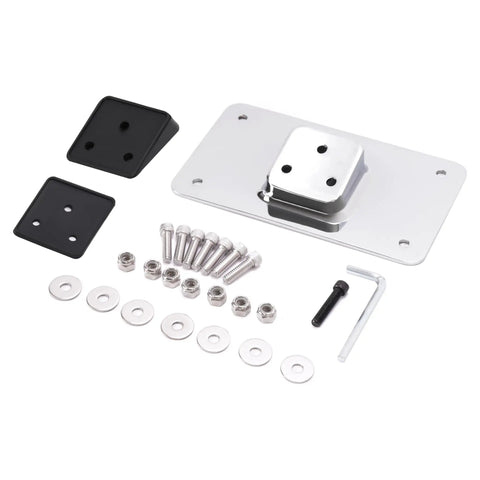 3 Hole Laydown License Plate Mount Bracket For Harley Davidson 1973 Up Bikes Chrome Angled Mount With Backing Plate Vibration Dampening Spacers And All Mounting Hardware Included