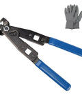 CV Boot Clamp Pliers DIY Ready With One Half Inch Torque Wrench For Ear Type Clamps Crimp And Remove On VW Audi BMW Mercedes Honda Mazda Vehicles Tool For No Fuss Quick Fix Today, blue handles, gloves included
