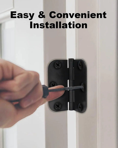 Person installing Matte Black Door Hinges 3.5 By 3.5 Inch Heavy Duty Interior Hinge Set, 48 Pack