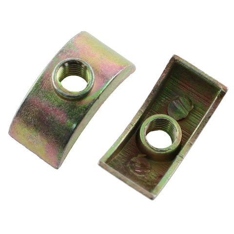 Heavy Duty Zinc Alloy Half Moon Wedge Nuts And Crescent Spacers For Furniture Joinery Rust Proof M6 Hardware close-up view