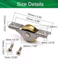 Set Of 5 Copper Electroplating Sliding Wheels 26mm Diameter Door And Window Pulleys With Stainless Steel Shells size details diagram
