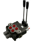 P120 Hydraulic Directional Valve With 2 Spool 4 Way 3 Position Spring Center Action 30 GPM At 3625 PSI visible with control handles.