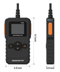 Front and side view of Universal OBD II Scanner for All Cars, Engine Fault Code Reader, compact handheld device with dimensions 5.1x2.8x0.9 inches