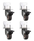 4-Pack 1.5 Inch L-Shaped TPR Swivel Caster Wheels With Locking Brakes And Plate Mount, 360 Degree Rotation wheels in a row