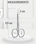 Curved Blade Cuticle Scissors With Extra Fine Pointed Tips For Precise Grooming Manicure Eyebrow Beard Mustache Nose Hair Eyelash Trim Multipurpose Nail Scissors For Pro Home Grooming, stainless steel, 9.5 cm
