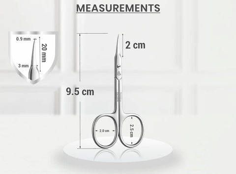 Curved Blade Cuticle Scissors With Extra Fine Pointed Tips For Precise Grooming Manicure Eyebrow Beard Mustache Nose Hair Eyelash Trim Multipurpose Nail Scissors For Pro Home Grooming, stainless steel, 9.5 cm