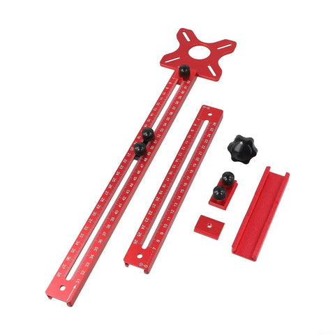 Pro Grade Aluminum Milling Base Fixture With Red Groove Quick Disassembly Jig For DIY Friendly Woodworking Cabinets And Router Trimmer Circle Bracket Durable Alloy Build Delivers Precise Cuts And Easy Setup, red aluminum ruler jig set