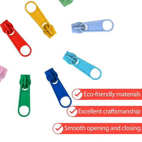 100 Pcs Metal Zipper Slider Replacement Kit Size 3 Universal Zipper Repair 12 Color Options displayed on white background