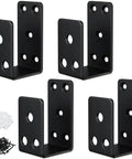 Heavy Duty Door Security Bar Brackets Four Pack Open U Bar Holders Fits 2x4 Lumber for Home Garage Barn Shed Gate Security Black Iron