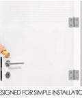 Heavy Duty Stainless Steel Small Glass Door Hinges 2 Pack With Adjustable Thickness installed on white interior door