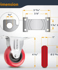 3 Inch Fixed Plate Caster Wheels Set Heavy Duty Rubber Casters 640 Lb Load Capacity Non Marring Dimensions Diagram
