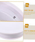 Rorpoir Adjustable Electric Rotating Display Stand For Jewelry And Watches With Anti Skid Base Energy Saving Motorized Turntable top view showing white ABS material and USB connection.