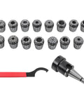 17-Piece NMTB30 ER40 Collet Set For CNC Milling And Turning Machines, Precision Tool Holder Kit with components shown