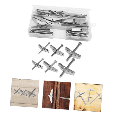 Heavy Duty Toggle Bolt Kit With Steel Drywall Anchors And Wing Nuts, Snap Toggle Bolts For Hollow Walls, kit in case