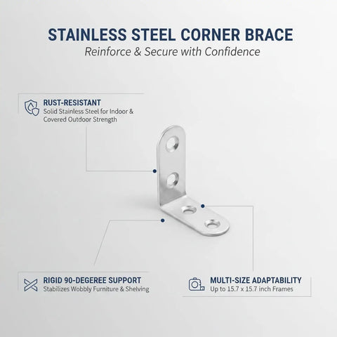 Heavy Duty Stainless Steel 90 Degree Corner Brace L Bracket Built To Last For Furniture Repair And Shelf Reinforcement