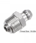 304 Stainless Steel Straight Grease Fittings 1/8-28 Inch Thread, detailed view, heavy-duty hydraulic lubrication accessory