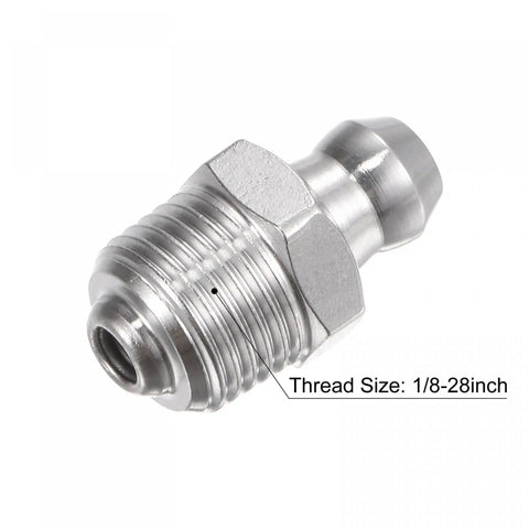 304 Stainless Steel Straight Grease Fittings 1/8-28 Inch Thread, detailed view, heavy-duty hydraulic lubrication accessory