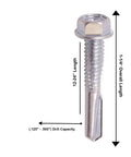 Self Drilling Hex Washer Head Tek Screws For Attaching Sheet Metal To Metal Size 12 24 By 1 1 4 Inch Zinc Plated Steel