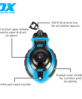 Chalk Line Kit With 100 Ft Thick Line Curved Hook 6 To 1 Gear Ratio Metal Handle Easy Top Load Ergonomic Shape And Rubber Grips