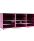Pink PVC 12 Slot Mail Sorter Organizer For Office And Home Desk with dimensions shown