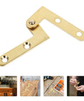 360 Degree Rotatable Door Pivot Hinges Set With Four L Shape Concealed Hardware And Screws in gold, close-up view