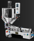 Heavy Duty Horizontal Heating Mixing Filler Machine, Runs Like A Champ For Thick Pastes And Rich Liquids, No Sweat Pneumatic Dispenser with stainless steel hopper.