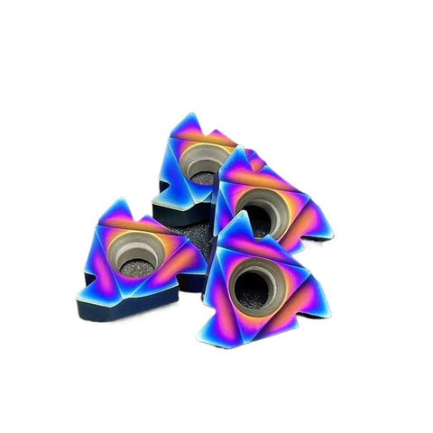 AG60 inserts for Premium 10PC Indexable Carbide Lathe Tools Kit, featuring a colorful design, ideal for heavy-duty machining.