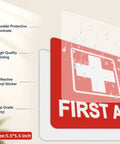 High Visibility First Aid Sticker Three Pack Reflective Sign Decals Five And A Half Inch By Five And A Half Inch With Bold White Medical Cross